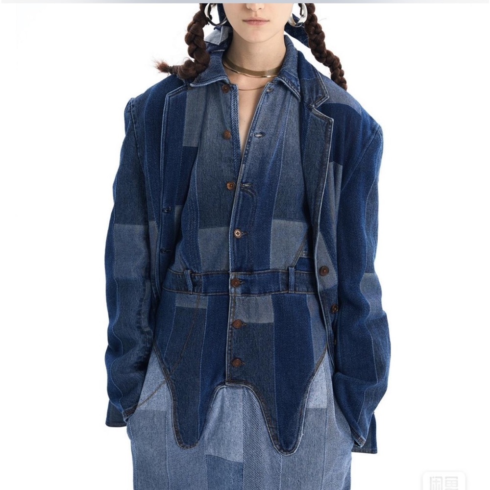 Blue Denim Patchwork Designer Dress - image 2